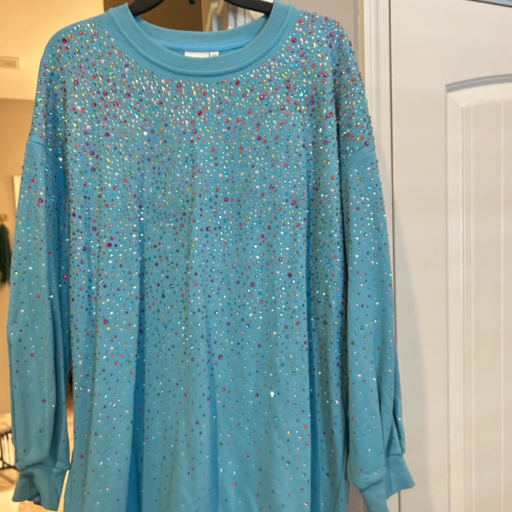 Sparkling Blue Sweatshirt Dress